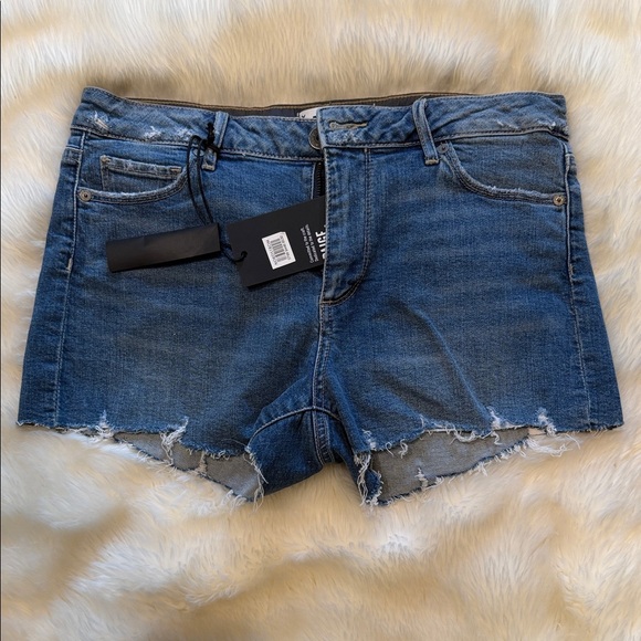 PAIGE Pants - PAIGE Blue Distressed Jean Shorts